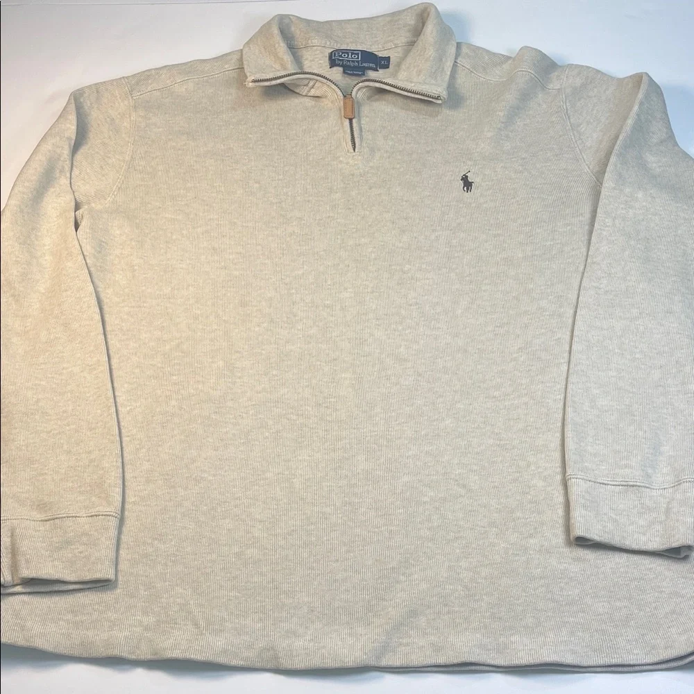 Polo by Ralph Lauren Men's Light Tan Quarter Zip Pullover Sz XL